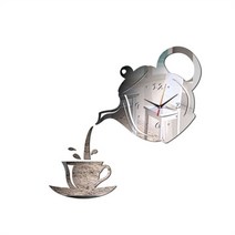 엔틱벽시계 빈티지 레트로 교육용 포토 벽시개 커피 컵 자기, 은, 22x16cm