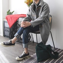 하프코트 모직 트렌치코트 남성 떡볶이코트 바람막이