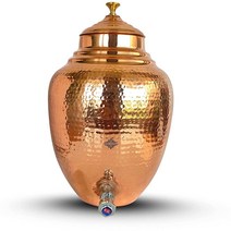 Indian Art Villa Hammered Design 구리 물 디스펜서 냄비 Matka 보관함 가정 주방 정원 용량-8.2L(30온스)180273