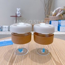 블루보틀 x 휴먼메이드 내열유리 텀블러 (스텐빨대+쇼핑백), 네이비, 블루보틀x휴먼메이드