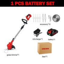 예초기 제초기 잔디 트리머 깎이 2500w 20000rpm electric lawn mower li-ion cordless grass trimmer battery pruning, 1 배터리 미국 플러그