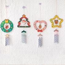 [클릭해바] 풍경 만들기 세트 우드 튜브벨 미술 현관종 소리 나무 유치원 꾸미기 초등 DIY 종 돌봄 방과후 단체 교재 크리스마스 성탄절 리스 소품, 튜브벨(우주선)+스티커