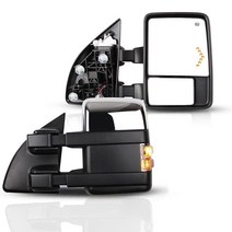 ECCPP 견인 거울 미러 2003-2007 포드 F250 F350 F450 F550 슈퍼 듀티 시리즈 파워 조절 가열 LED 방향 지시등 퍼들 너비 라이트 크롬 픽업 트럭 660