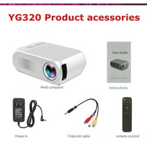 업소용빔프로젝터LEJIADA YG320 LED 600 루멘 3.5mm 오디오 320x240 픽셀 HDMI 호환 USB 미니 프로젝터 홈, 01 White_01 EU 플러그