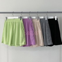 편한 데일리 골지 스판 허리밴딩 반바지 홈웨어 5컬러