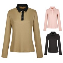 [골프공장] 여성골프티셔츠 똑딱 단추 골지 카라 골프티셔츠 스판 쫀쫀 여자골프티셔츠