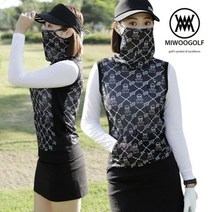 미우골프 여성 스컬 귀걸이 메쉬 조끼 MW1M504W, 블랙