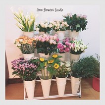 꽃다발 거치대 꽃집 진열대 생화 플라워 꽃가게 매장, 4단 16다발 진열대 - 블랙