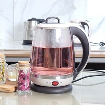 휴 유리 보온 티포트 1.8리터 보온 차주전자 커피포트 무선주전자 올라운드 LED 분리형 차망, 휴 티포트 1.8리터
