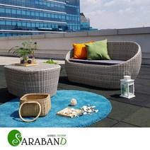 사라방드 스마랑 인조라탄 야외소파세트 1C_ig 정원소파 아웃도어가구 카페의자 야외테이블 테라스의자, 아이보리+그레이 투톤