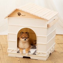 편백나무 강아지집 큐브 원목 펫하우스, 강아지집+방석+식기+수납함
