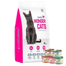 원더캣츠 전연령 고양이사료 2Kg+저염 고양이 습식캔 80g*2개