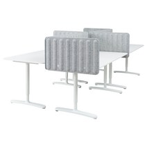 이케아 BEKANT 베칸트 책상+스크린 - 화이트/그레이 320x160 48 cm