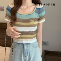 플래퍼 FLAPPER 레인보우레이어반팔니트_FB3SKN035C