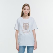 클로니아 메탈 큐빅 부엉이 라운드 면 반팔 티셔츠 ES1T32