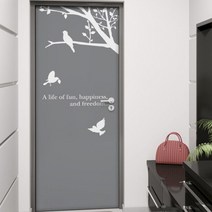 SDU314630에이치넷현관문리폼세트 dmij357 행복한새들의쉼터/방문시트지, B타입-우측나무, 블루