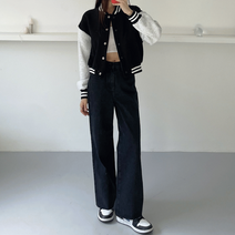 [더이리스]배색 기모 야구점퍼 - jp