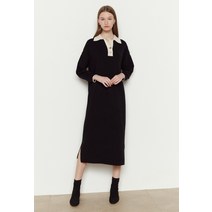 더아이잗 (더아이잗) 배색 절개 카라 니트 원피스 IIAA1KT49