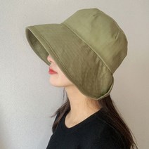 이코마켓 국산 단추 코튼면 오버핏 버킷햇 여행 캠핑 여성모자 여자 벙거지모자 사계절 챙넓은 벙거지 봄 여름 가을 겨울