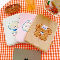 [봄을 전하다] 귀여운 아이패드 파우치 곰 강아지 토끼 아이패드 파우치 11인치 10.2인치 10.5인치 파우치 캐릭터 아이패드 파우치, 토끼(핑크)