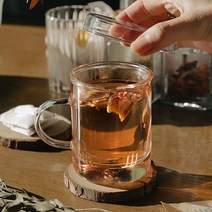 내열 티머그 유리잔 250ml 휴식시간 예쁜 거름망 필터 투명한 티타임 허브 세트 홍차, 브루티 내열티머그_(리프 250ml), 본상품선택