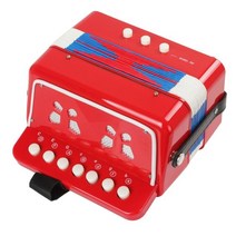 아코디언 미니 파일 악기 어린이 가방 8베이스 손풍금 초보 연주자 7 키   3 버튼 2 색 옵션 키즈 버튼 장난감, 빨간색