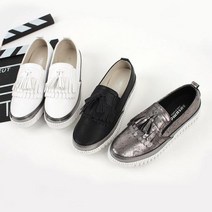 이나슈즈 여성 배색 태슬 키높이 슬립온 3.5cm