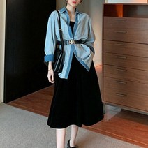 kirahosi 여성 봄 패치 워싱 빈티지 데님 셔츠 V187T1