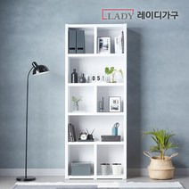 [수도권무배] 레이디가구 더블 36T 수납 800 5단책장, 오크화이트