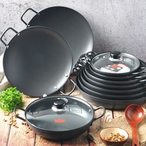 경질 코팅 전골냄비 부대찌개 매운탕 곱창 감자탕 찌개 업소용 식당 탕냄비, 블랙, 01-경질 복 전골냄비 18
