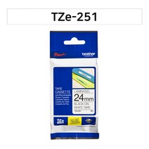 [부라더정품] 라벨테이프 24mm TZe-251 (흰색바탕/검정글씨)