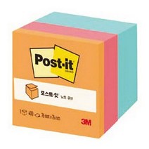 3M)포스트잇 노트(큐브 3색 NO.PRAQ) 학용품 메모 문구 다용도지, 단품