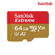 샌디스크 익스트림 마이크로SD 메모리카드 Class10, 64GB, 64GB