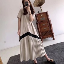 뉴욕멋쟁이 리버 브이 플리츠 롱원피스 반팔원피스
