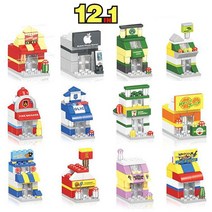 [iwoori] 12개 세트 BUILDING 시리즈 블럭 패러디 SHOP 레고호환