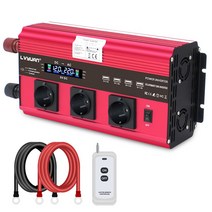 수정파인버터 LY-3060F3 지속출력3000W 최대출력6000W 4USB 3코드 12V 24V, 레드 12V