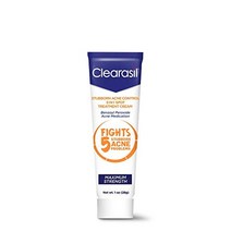 Clearasil Stubborn Acne Control 5 in 1 Spot 트리트먼트 크림 최대 강도 벤조일 퍼옥사이드 여드름 치료제 막힌 모공 여드름 크기 과도한 오일 여드름, 1개