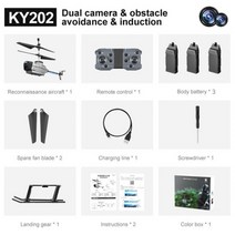 입문용드론 연습용 미니 드론 신제품 KY202 드론 4K 카메라 RC 헬리콥터 제스처 감지 ESC Dron 비행기 쿼드콥터 원격 제어 선물, CHINA, Gray 2Camera 3B
