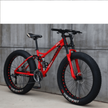 MTB 입문용 자전거 팻바이크 엠티비 오프로드 산악용, 빨강  24인치 21단
