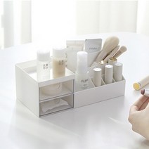 무타공마켓 심플화이트 데일리 화장대 정리대 화장품정리함, 핑크