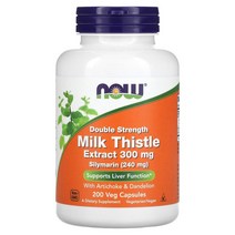 나우 푸드 밀크 씨슬 추출물 더블 스트렝스 300mg 식물성 캡슐 200정 하루 1-3정 66-200일분, 200 개