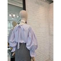 [반다리] 고퀄 뒷리본 아방가르드 퍼프 블라우스