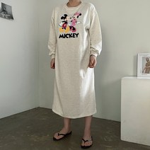 [비비애르] 미키 미니 코튼 롱 원피스 빅사이즈 임부복 등원룩 잠옷 캐주얼코디