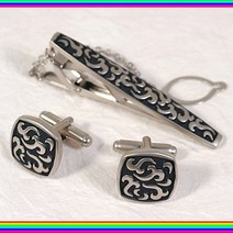 카라빈카 실버넥타이핀 커프스set-구름문