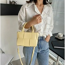 여성 위빙 짜임백 스퀘어 토트 크로스백 탑핸들백