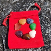 reiki 힐링 7 차크라 요가 에너지 러브 하트 스톤 세트 천연 마노 옥 광택 돌 명상 보석 선물 크리스마스, 7 차크라 세트