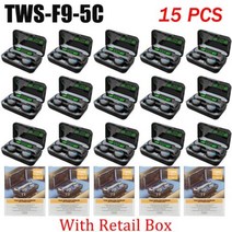 도매 이어폰 블루투스 무선 헤드폰 헤드셋 충전 박스, F9-Black-15PCS