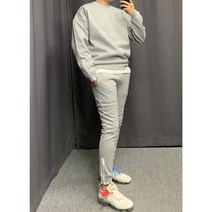 남자 가을 겨울 오버핏 지퍼 배색 커플 트레이닝 2컬러