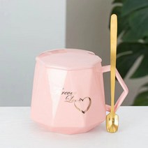 Z3JC 커플 선물세트 머그컵, 핑크 팔각 컵【버블 세트】