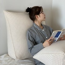 집앤콕 삼각 등받이쿠션, 봄체크 크림